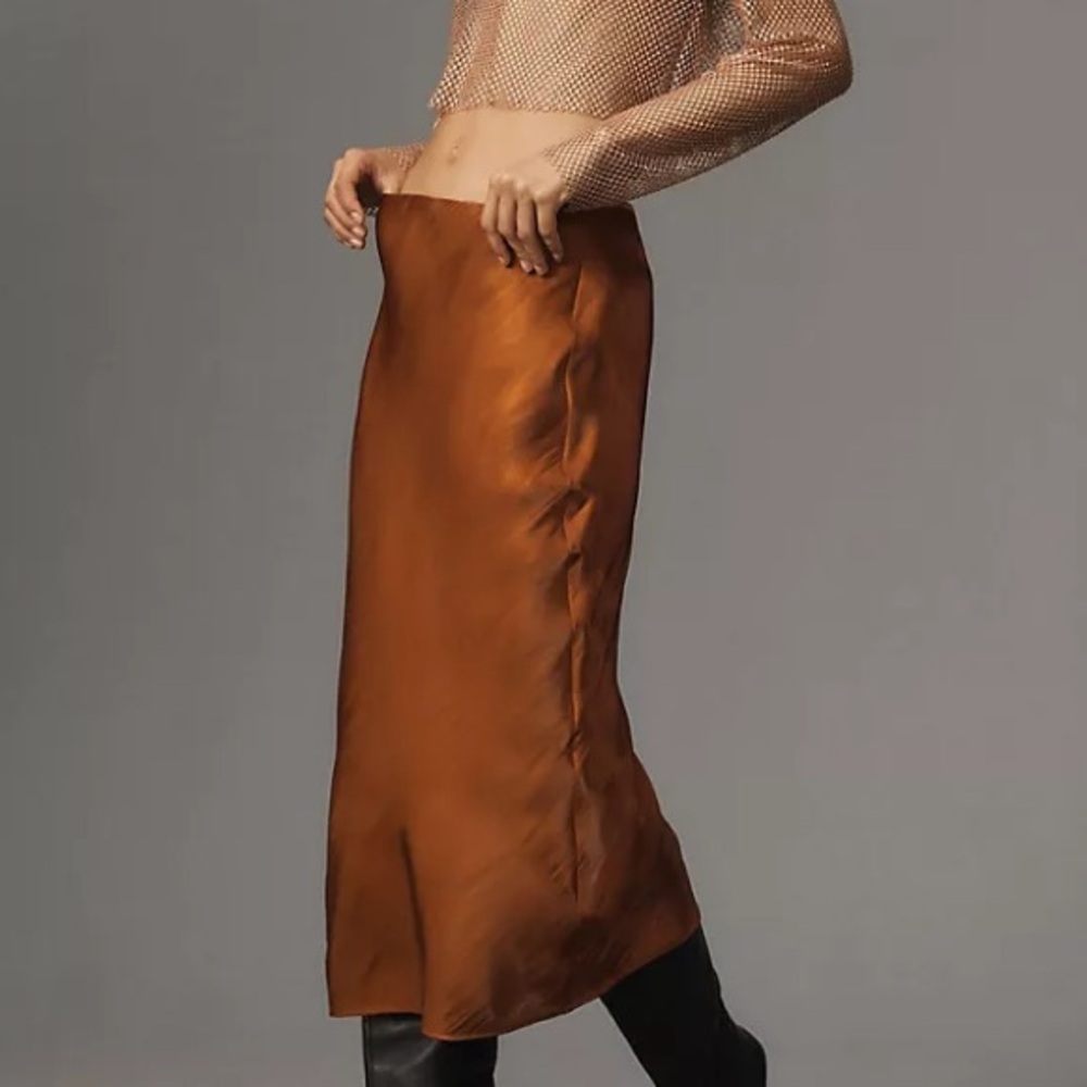 Anthropologie Liquid Shine Bias-Cut Skirt, VGUC